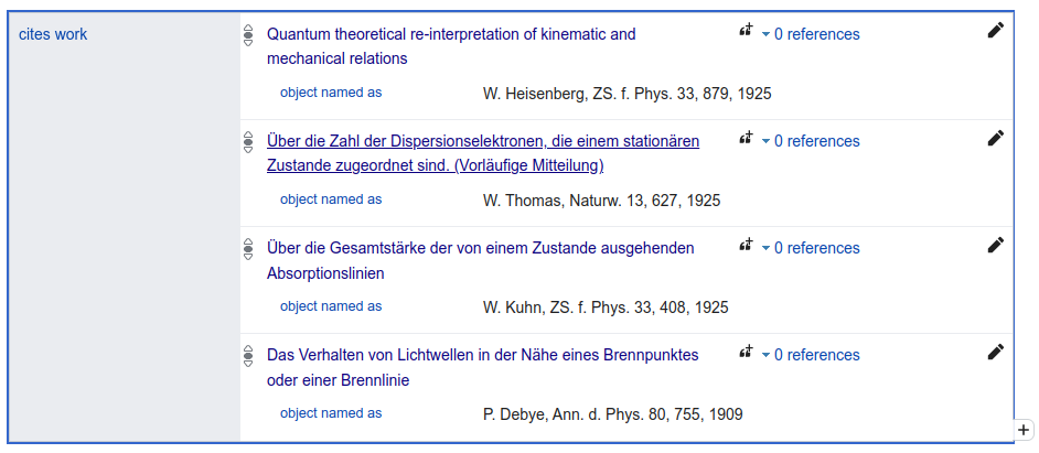 Screenshot of the FAIR references from the 1925 Born paper.